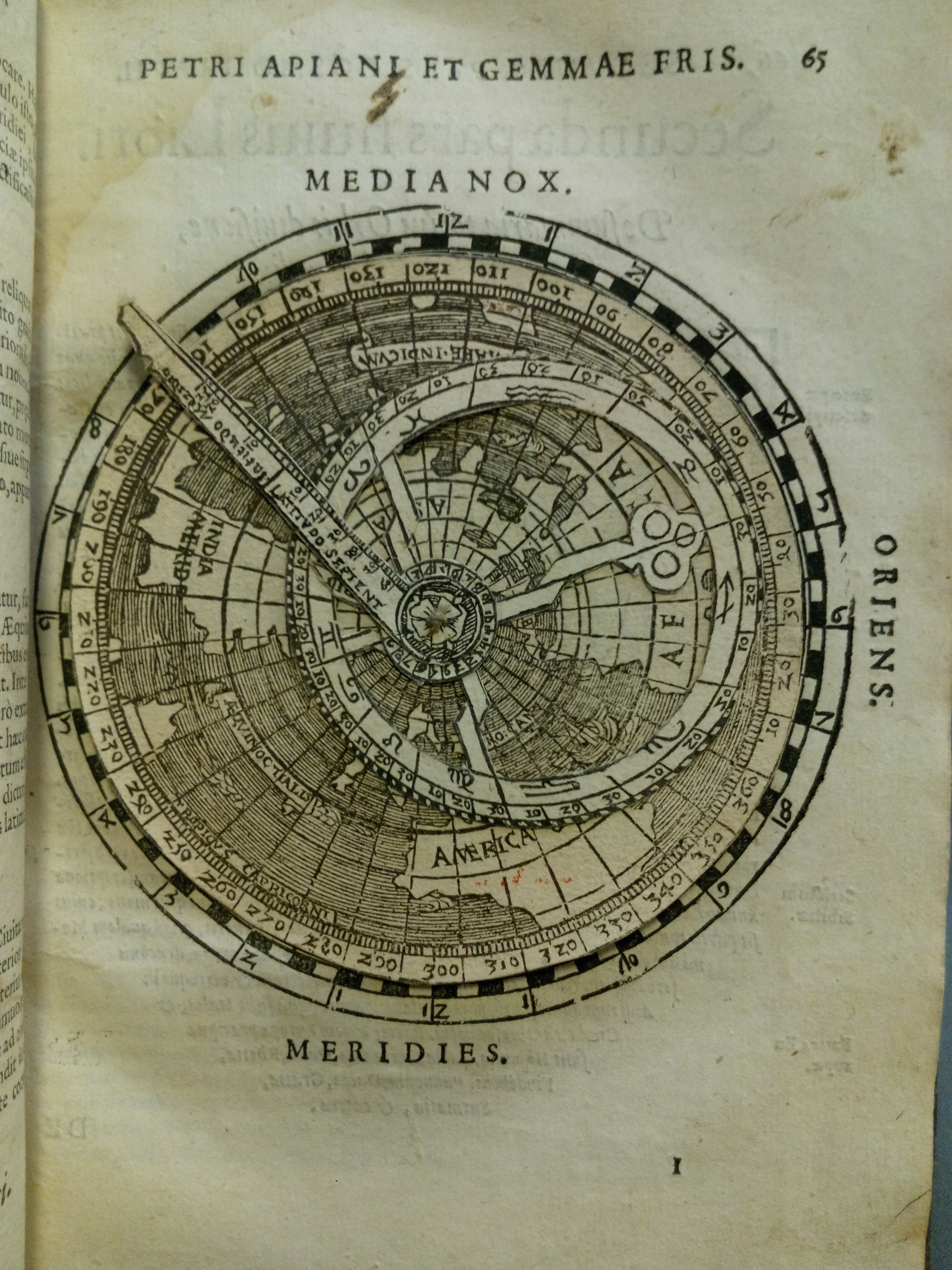 "Peter Apian, Cosmographia, sive descriptio universi orbis, Petri Apiani & Gemmae Frisij (Antwerp: Johannes Withagius, 1584), p. 65. University of St Andrews Library, TypNAn.B84BA"