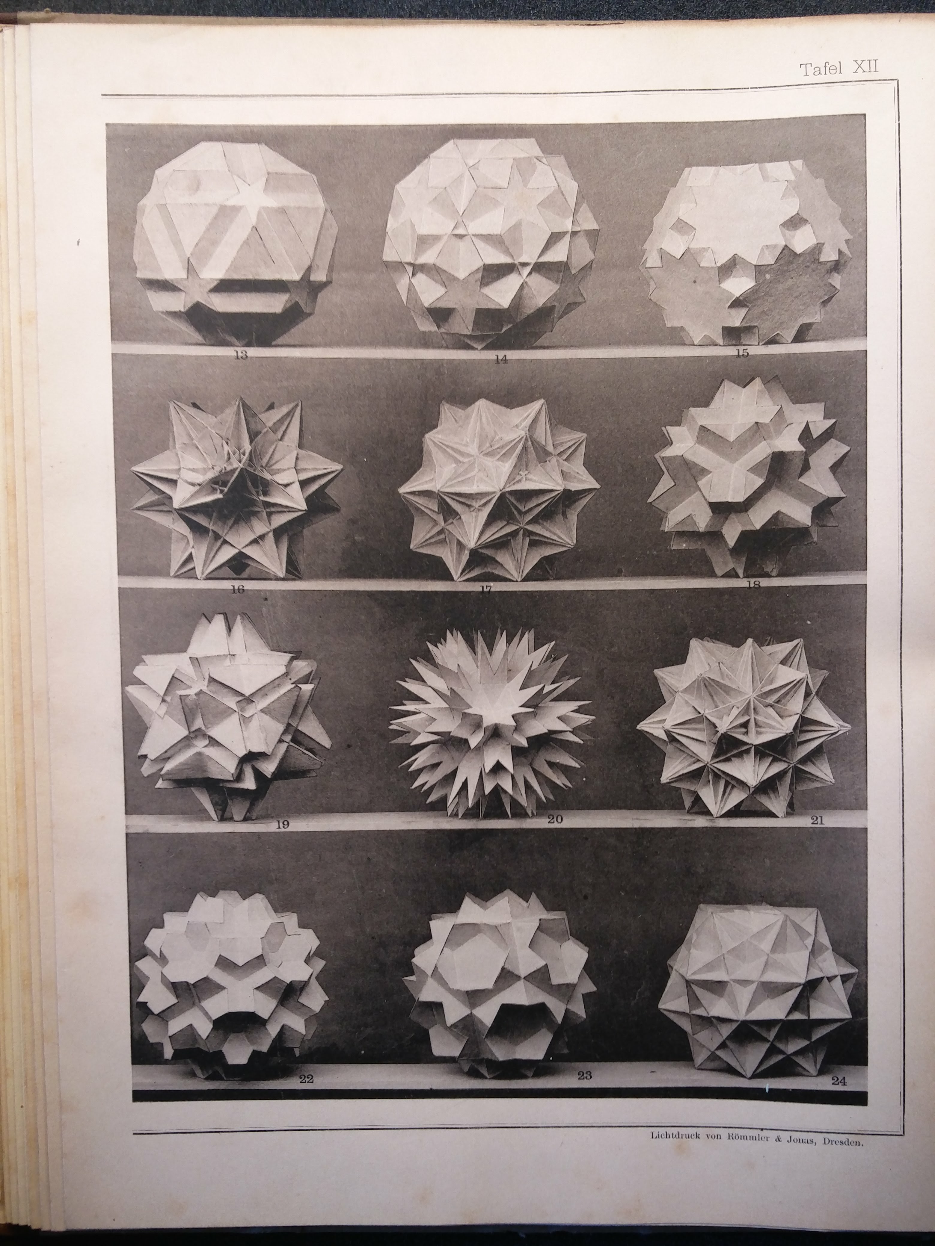 "Brückner’s Vielecke und Vielflache (1900, Leipzig – Bodleian RSL 1832 d. 13) is both a theoretical and practical exploration of platonic and geometric solids, finished off with photographs of actual models made by Brückner"