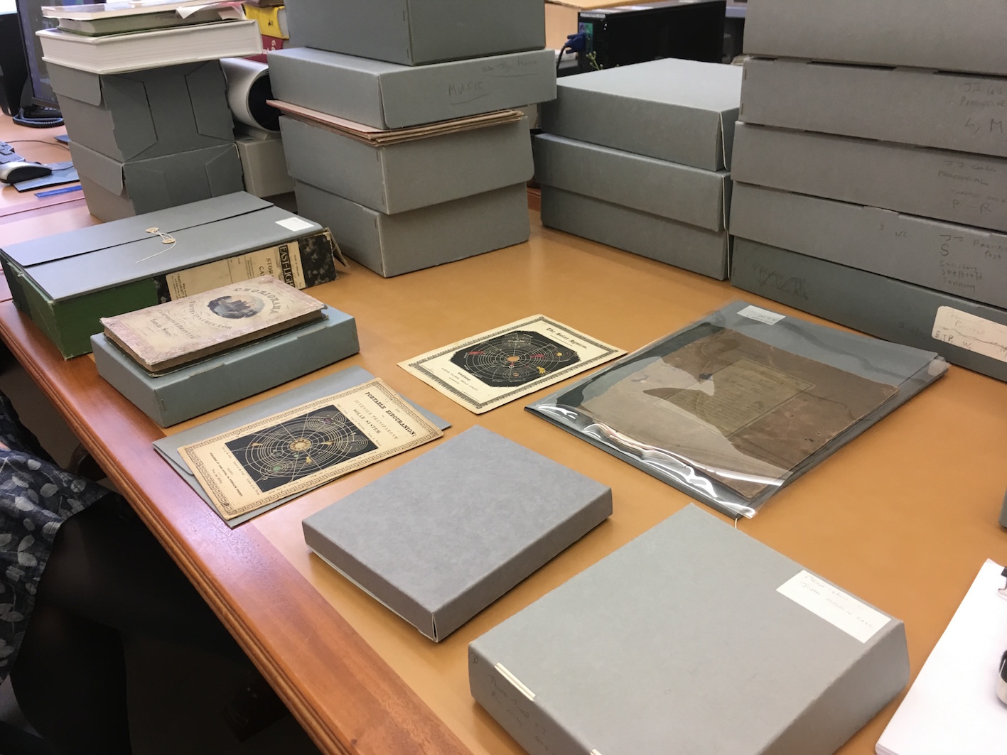 The selection of items from the John Johnson Collection of Printed Ephimeral that Julie Anne Lambert showed to Daryl and Laura.