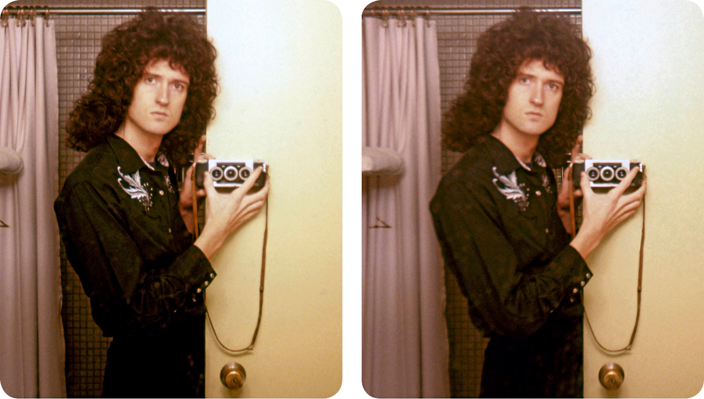 "A stereo-selfie by/of Brian May, from Queen in 3-D."