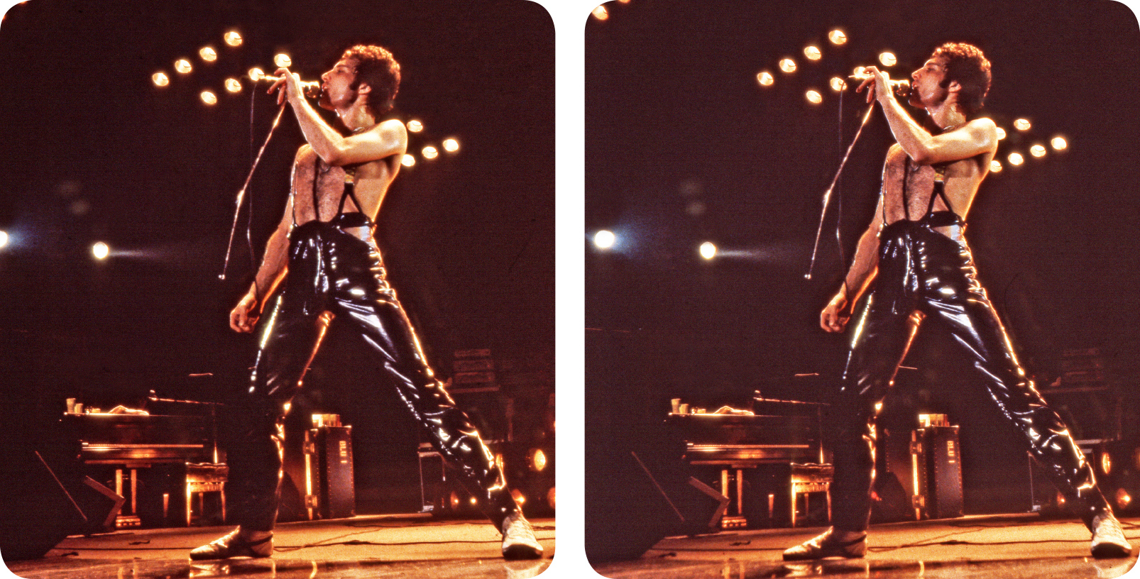 "Freddie Mercury captured in stereogram, from Queen in 3-D."