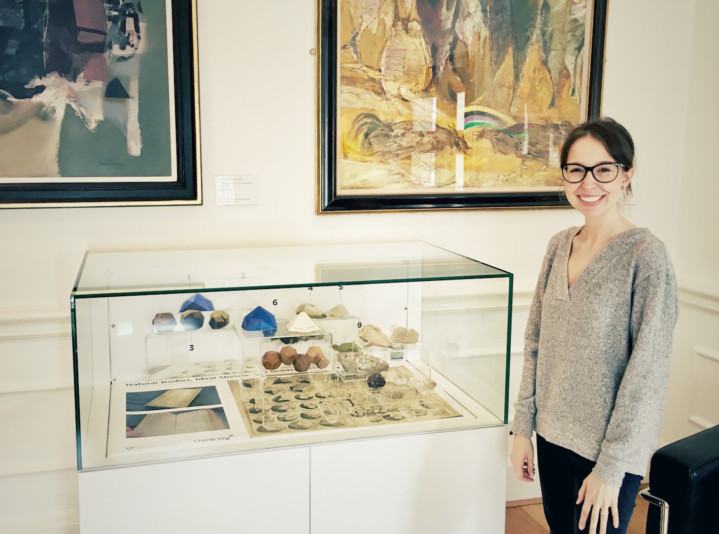 "Anna Venturini, co-curator of the exhibition, presents the display in the foyer of the School of Art History, University of St Andrews."