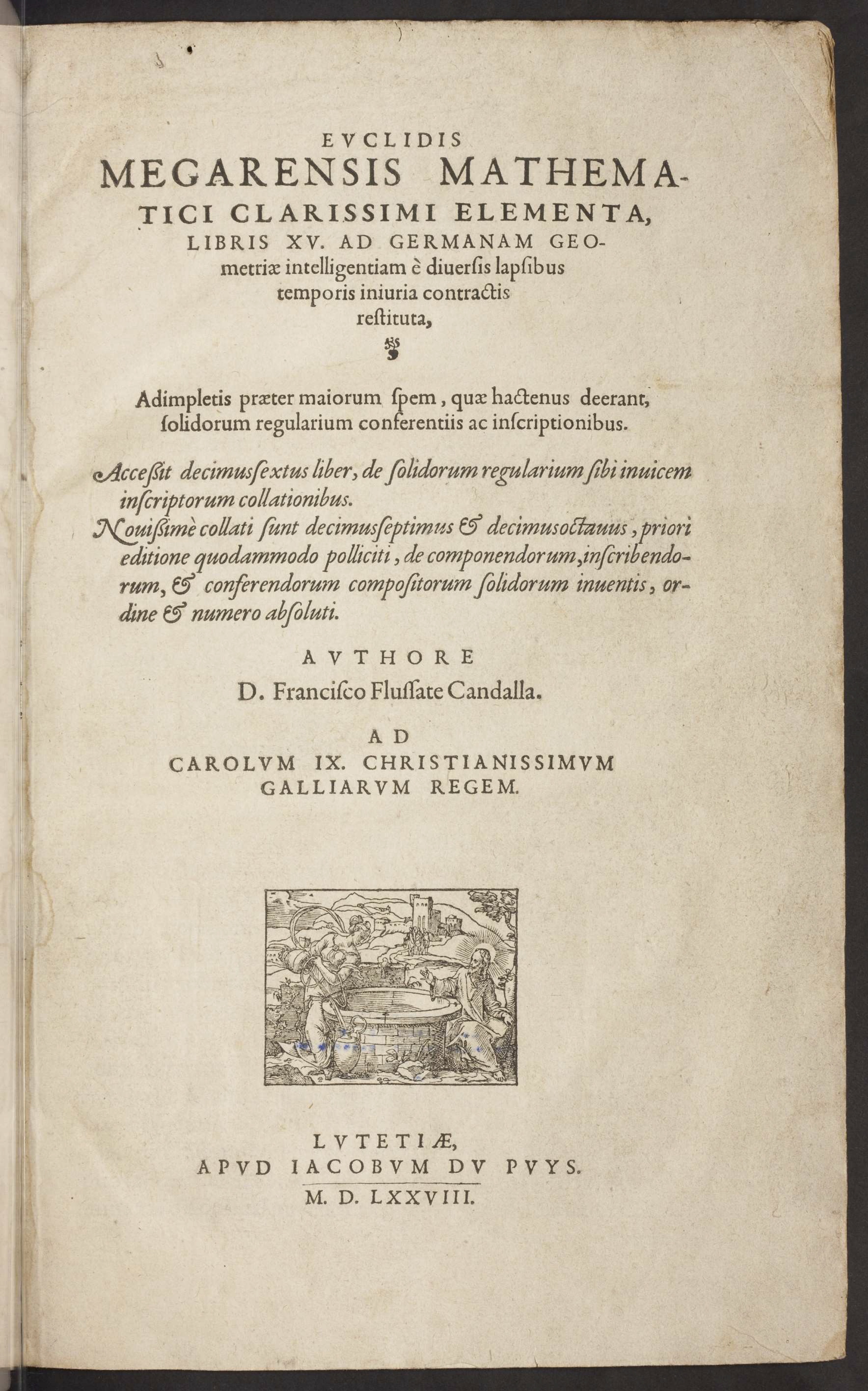 "Title page of the second edition of Foix-Candale’s Elements, detailing the addition of three extra books to the received text."