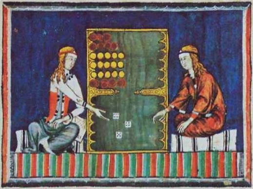 "Libro de los Juegos, ms.T.1.6, fol. 75v., 40 × 28 cm, Escorial Monastery Library, Madrid. (Wikimedia Commons)"