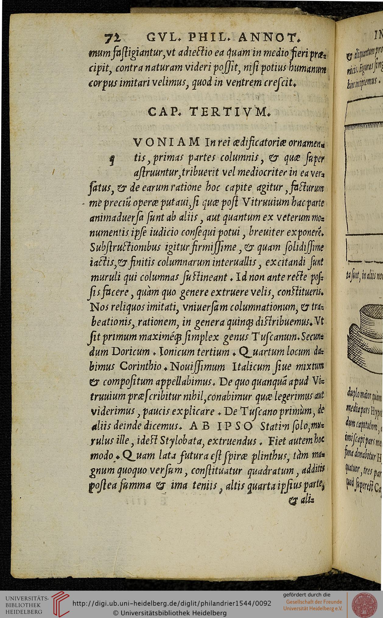 "Fig. 1. G. Philandrier, Digression on the five orders (In decem libros M. Vitruvii Pollionis de architectura annotationes…, Rome, 1544, p. 72)"