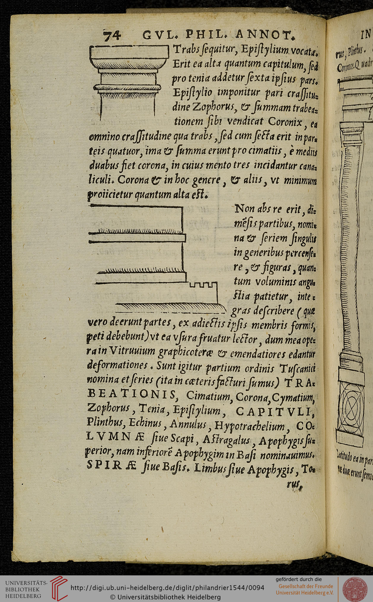 "Fig. 3. G. Philandrier, Digression on the five orders (In decem libros M. Vitruvii Pollionis de architectura annotationes…, Rome, 1544, p. 74)"