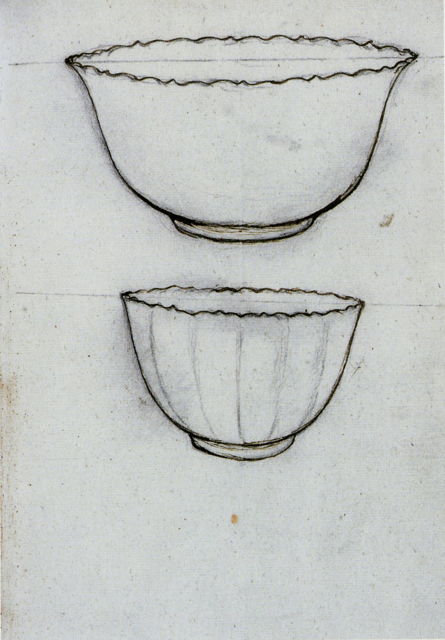 "Figure 8. Outline of two porcelain cups, number 136 f. 4r."